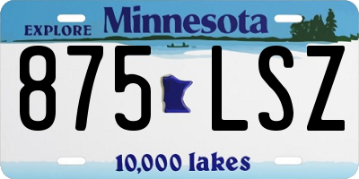MN license plate 875LSZ