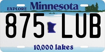 MN license plate 875LUB