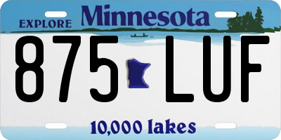 MN license plate 875LUF