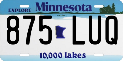 MN license plate 875LUQ