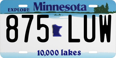 MN license plate 875LUW
