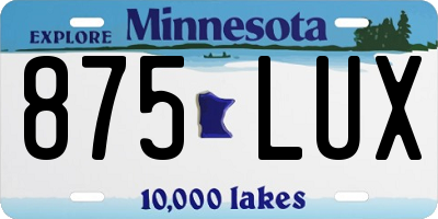 MN license plate 875LUX