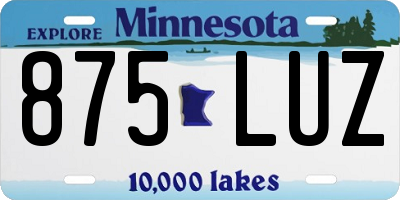 MN license plate 875LUZ