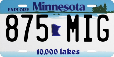 MN license plate 875MIG