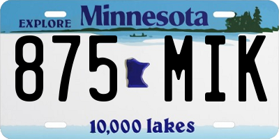 MN license plate 875MIK