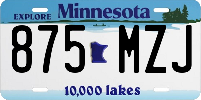 MN license plate 875MZJ
