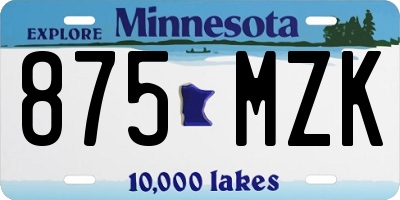 MN license plate 875MZK