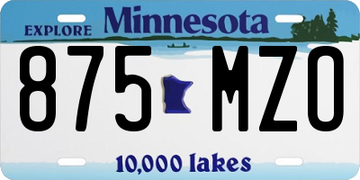 MN license plate 875MZO