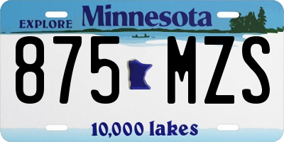 MN license plate 875MZS