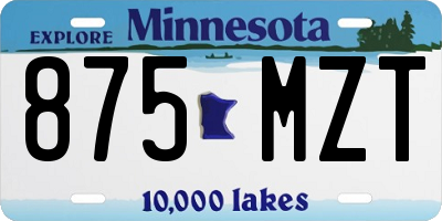 MN license plate 875MZT