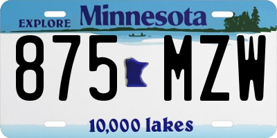 MN license plate 875MZW
