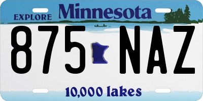 MN license plate 875NAZ