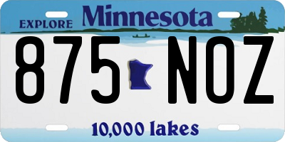 MN license plate 875NOZ
