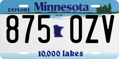 MN license plate 875OZV