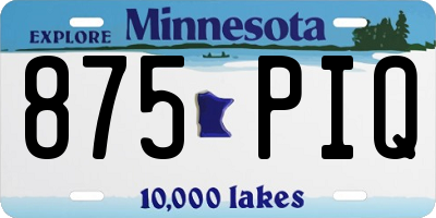MN license plate 875PIQ
