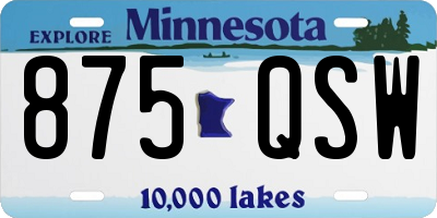 MN license plate 875QSW