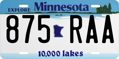 MN license plate 875RAA