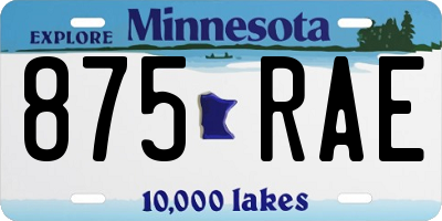 MN license plate 875RAE