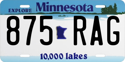 MN license plate 875RAG