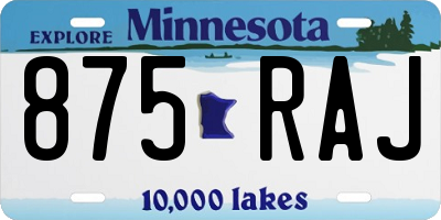 MN license plate 875RAJ