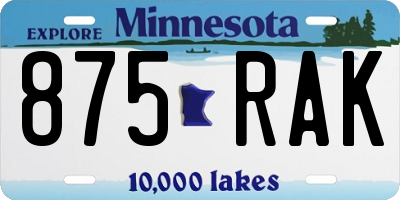 MN license plate 875RAK