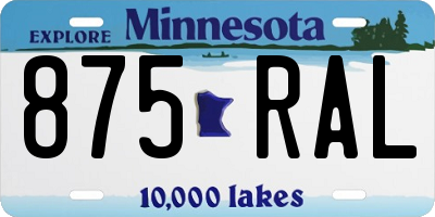 MN license plate 875RAL