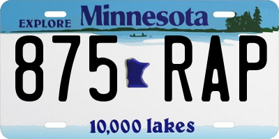 MN license plate 875RAP