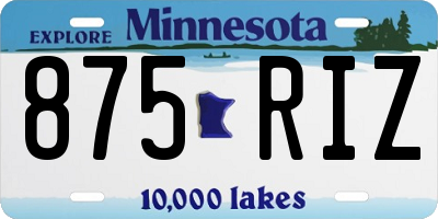 MN license plate 875RIZ