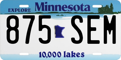 MN license plate 875SEM