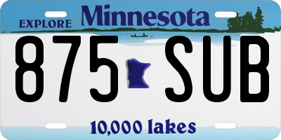 MN license plate 875SUB