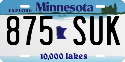 MN license plate 875SUK