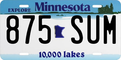 MN license plate 875SUM