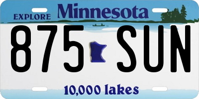 MN license plate 875SUN