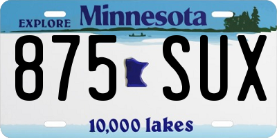 MN license plate 875SUX