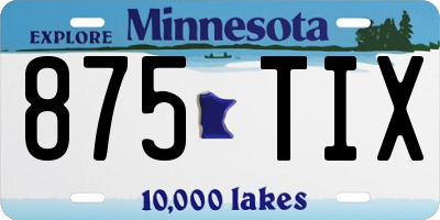 MN license plate 875TIX