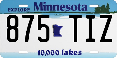 MN license plate 875TIZ