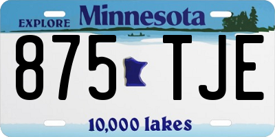 MN license plate 875TJE