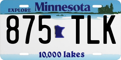 MN license plate 875TLK