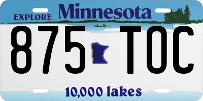 MN license plate 875TOC