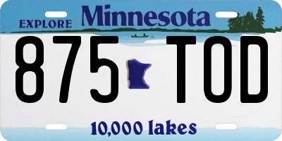 MN license plate 875TOD