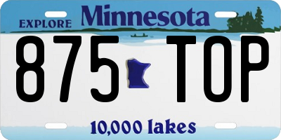 MN license plate 875TOP