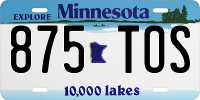 MN license plate 875TOS