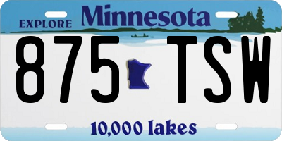 MN license plate 875TSW