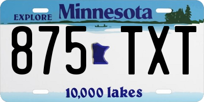 MN license plate 875TXT