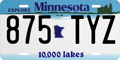 MN license plate 875TYZ