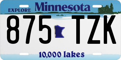 MN license plate 875TZK