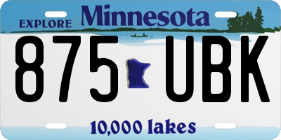 MN license plate 875UBK