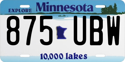 MN license plate 875UBW
