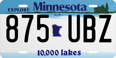 MN license plate 875UBZ