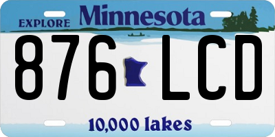 MN license plate 876LCD